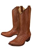 Resistol Ranch 'M3170' Crocodile Belly Cowboy Boots Mens - Tan