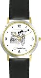 Habit 2 - New Year's Resolution (English Text) - DELUXE TWO-TONE WATCH from THE 7 HABITS - WATCH COLLECTION BY WATCHBUDDY&reg; - Arabic Numbers - Black Leather Strap-Size-Children's Size-Small ( Boy's Size & Girl's Size )