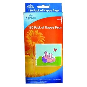 150 Pack of Fragranced Baby Nappy Bags with Easy Tie Handles