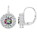 CandyGem 925 Sterling Silver Genuine Round Mystic Topaz and White Quartz Earrings