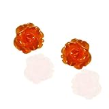 10KT Yellow Gold Carnelian Flower Stud Earrings