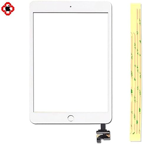 Ipad Mini 3 Touch Panel with Home Button+IC Clip,Touch Screen Digitizer,Front Glass Lens Replacement Parts with Tools+Flex Cable+Adhesive Tape+Camera Holder(white)