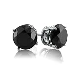 14K White Gold Round Black Diamond Stud Earrings (4.00 cttw)