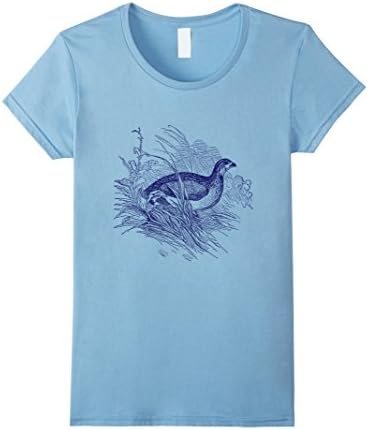 Women's Quail T-Shirt. Vintage Nature Bird Tee XL Baby Blue