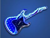 Neon American Rock Guitar Wall Clock