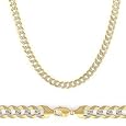 Solid 14k Yellow White Gold Pave Curb Cuban Chain 3.8mm 24"