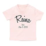 名入れ Tシャツ / ベビーサイズ [BT150] 90cm ライトピンク×ブラックロゴ 出産祝い 誕生日 プレゼント おしゃれな 名前入り ベビー服