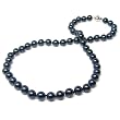HinsonGayle Handpicked Japanese Akoya 7.5-8.0mm Black Cultured Pearl Necklace (14k White Gold)