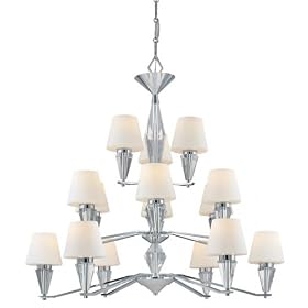 Minka Lavery Adamas 4269-77 Large 15-LT 900w (39"H x 42"W) Chandelier Lighting with Shades in Chrome