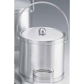 Kraftware 46661 Brushed Silk - Silver 3 Quart Ice Bucket with Vinyl Cover, Bands and Bale... by Kraftware