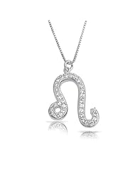 Bling Jewelry 925 Sterling Silver Leo Zodiac CZ Pave Necklace