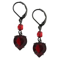 Sweet Hearts Ruby Red Drop Earrings
