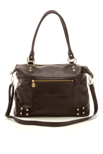 Hudson Leather Diaper Bag in Chocolate Brown