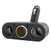 Three-Way Car Cigarette Lighter Socket Splitter, Black