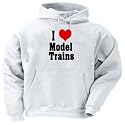 I Love/Heart Model Trains Adult Hooded Sweatshirt (Hoodie / Hoody) Various Colors