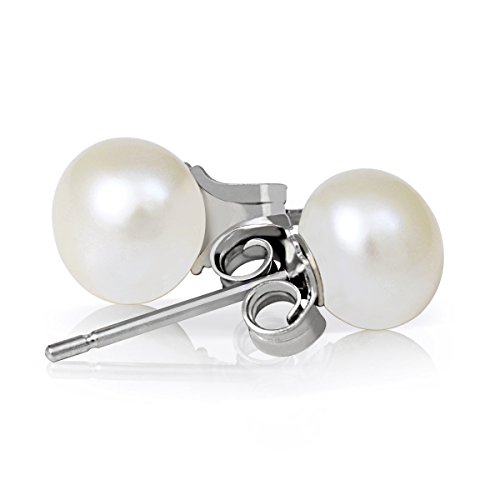 925 Sterling Silver Freshwater Cultured Button Pearl Stud Earrings