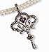 Fleur-de-lis Ruby Silver Natural Seed Pearl Pendant w. Double Strand Cultured Pearl Chain, White - by Dahlia Vintage Jewelry Collection
