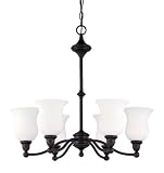 Nuvo Lighting 60/2427 Glenwood 6-Light Chandelier with Satin White Glass, Dark Sudbury Bronze