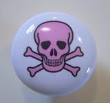 Pink Skull and Crossbones Ceramic Cabinet Drawer Pull Knob