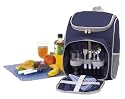 Picknickrucksack Rucksack Picknicktasche Tasche Freizeitrucksack gefüllt für 2 Personen blau