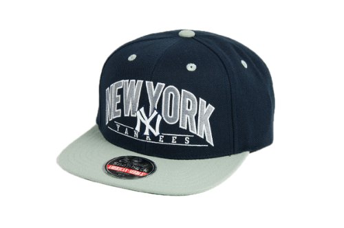 MLB Men's New York Yankees Arched Snapback Cap (Navy/Grey, Adjustable)