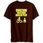 Caution Palestinian Kids At Play Countries Mens T-Shirt (Brown, Size Large)