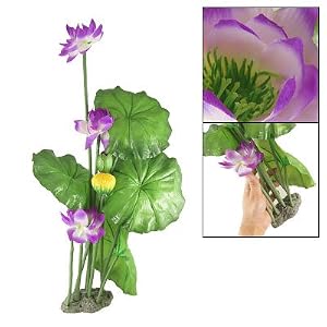 Emulational Aquascape Purple Lotus Plastic Plants for Fish Tank