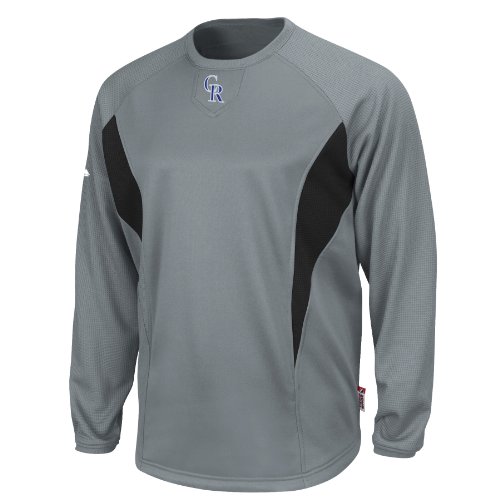 MLB Colorado Rockies Crew Tech Fleece Pullover, Pro Granite/Pro Black, XX-Large