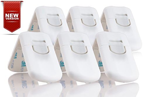 Upgraded 2017 Version - Childproof Cabinet Locks - 6 Piece Adhesive Lock Set to Secure Your Home - Today Get 100% Money Warranty - Safe Baby &amp; Safe Cabinets, Doors, Storage - No Drilling &amp; Keys Needed