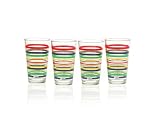 Fiesta Multi-Color Stripe Glassware, 16-Ounce Tapered Cooler, Set of 4