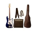 Barcelona 43" Electric Bass Guitar with 10 Watt Amp Combo - Blue