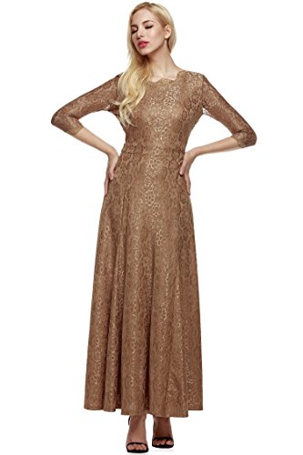 ANGVNS Women Lace 2/3 Sleeve Bridesmaid Homecoming Gown Dress