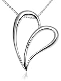Sterling Silver Open Heart Pendant, 18"