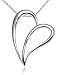 Jewelry : Sterling Silver Open Heart Pendant, 18"