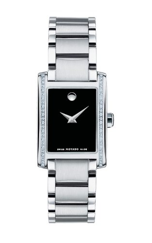 Movado Women's 0606405 Certe Stainless-Steel and Diamonds Black Watch