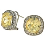 Sterling Silver Canary Cubic Zirconia Cushion-Cut Earrings by Charles Winston