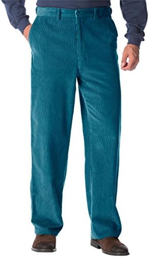 Big & Tall Eight-Wale Corduroy Plain Front Pants (Winter Blue,Big - 58 38)