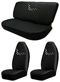 Dog Puppy Animal Embroidered Paw Prints Seat Covers Black Color High Back Seat Covers and Back Bench Seat Cover