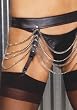 Leather Garter Belt With Chain Detail (Black;One Size)