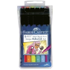  Manga Shojo Pitt Artist Brush Pens 6/Pkg-6 Colors