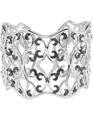 Clevereves Sterling Silver Black And White Diamond Cuff Bracelet
