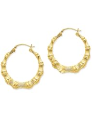 2-Inch Extra Large Bamboo Hoop Earrings, 14K Gold