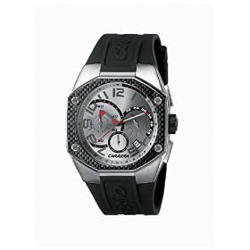 Men's Carrera� Athletic Chronograph Watch Black PU Strap Silver Dial