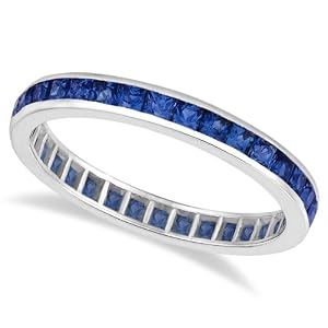 Allurez - Femmes - Bands - Or blanc 585/1000 (14 carats) - Princesse Saphir Bleu 1.36ct