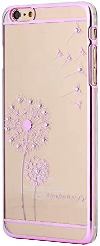 iPhone Case,Rubber Soft Rehinestones Shiny Dandelion Case for iPhone 6,Silicone Gel Back Cover for iPhone 6/6s-Pink and Pink