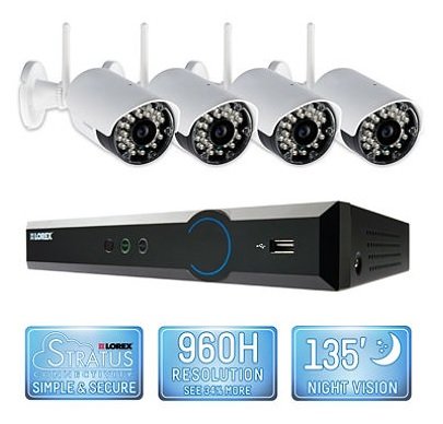Lorex 4 Channel Wireless Security System with 500GB Hard Drive, 4 480TVL Cameras, and 90/135' Night Vision