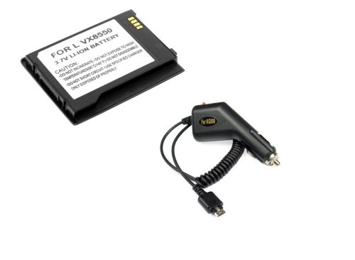 Standard Lithium-Ion Battery + Rapid Car Charger with ic Chip for LG VX8550 Chocolate Cell Phone
