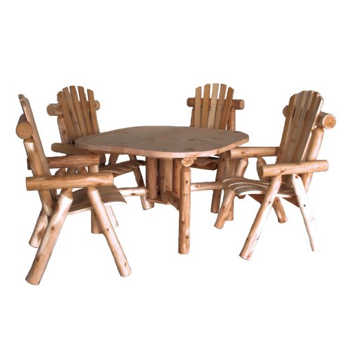 Lakeland Mills CF4730 Cedar Log Roundabout Table with Four Chairs