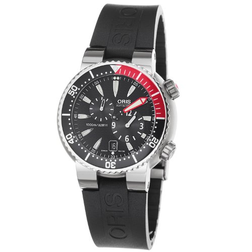 Oris Men's 7164RS TT1 Pro Diver 1000m Black Dial Rubber Strap Watch