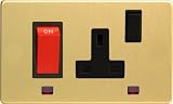 Varilight - 45A Cooker Panel (with 13A Switched Socket) And With Neon Dimension Screwless Brushed Brass - XDB45PNBS